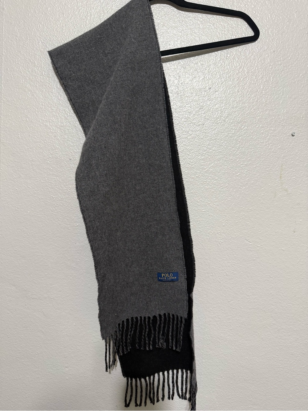 Polo by Ralph Lauren Reversible Gray and Black Wool Scarf